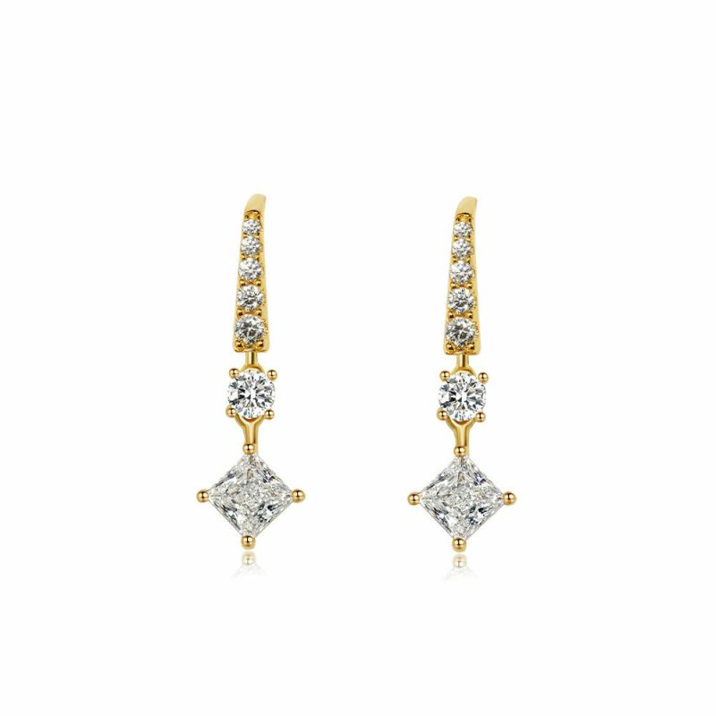 Earrings |   Silver And Gold Plated Thea Drop Earrings Ce925Y-Thea-Sq Earrings Earrings