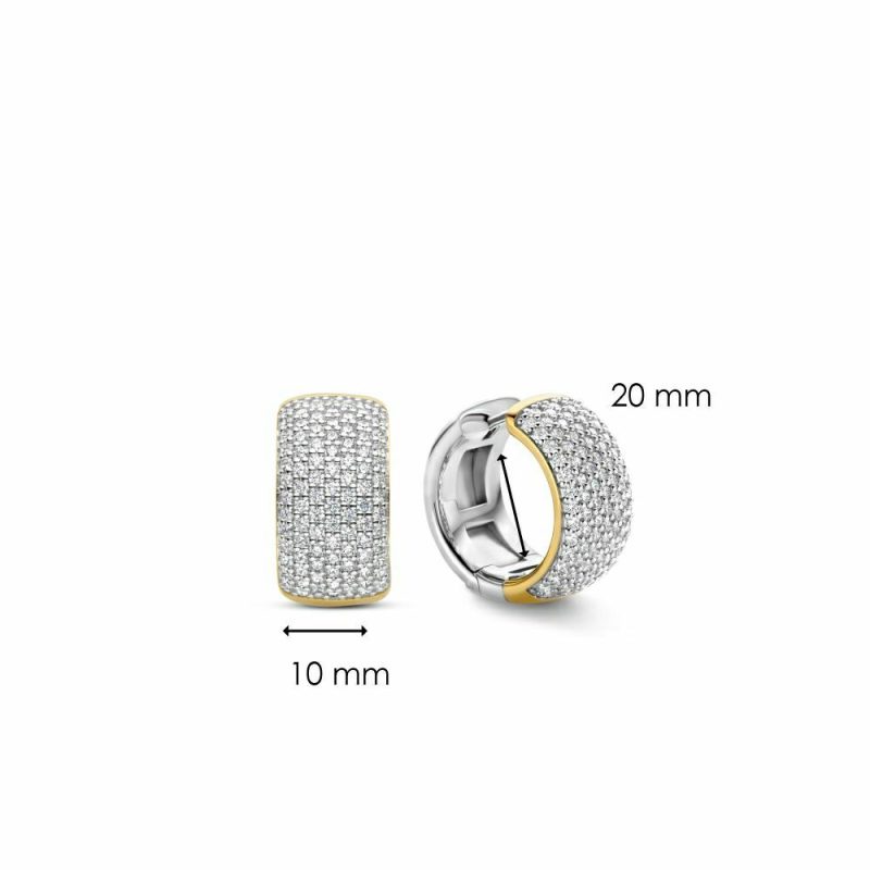 Earrings |   Silver And Yellow Plated Wide Cz Hoop Earrings 7853Zy Earrings Earrings