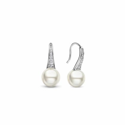 Earrings |   Silver Pearl & Cubic Zirconia Drop Earrings 7938Pw Earrings Earrings