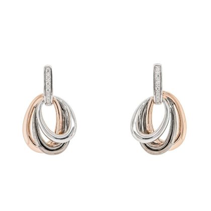 Earrings |   Silver, Rose Gold & Dark Rhodium Plated 3 Loop Drop Earrings Earrings Earrings