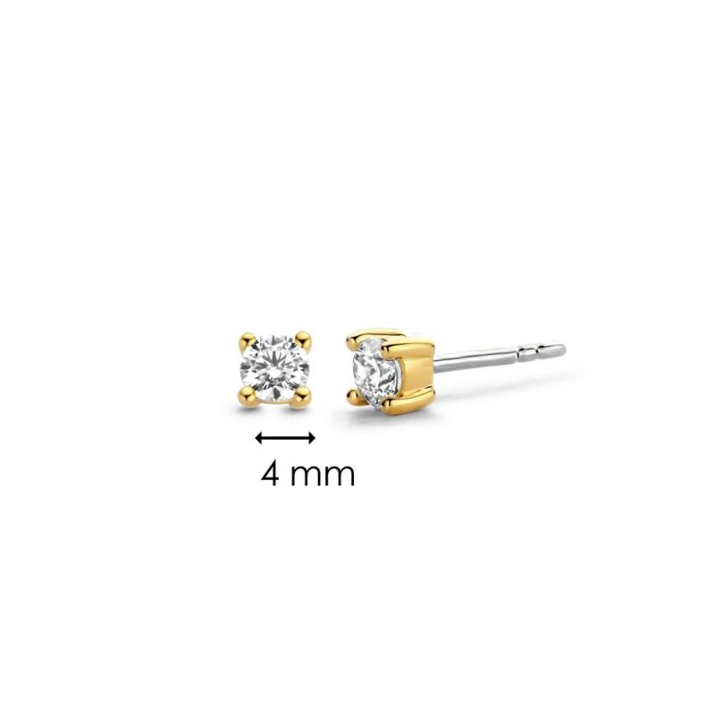 Earrings |   Silver With Gold Plated Cz Claw Stud Earrings 7836Zy Earrings Earrings