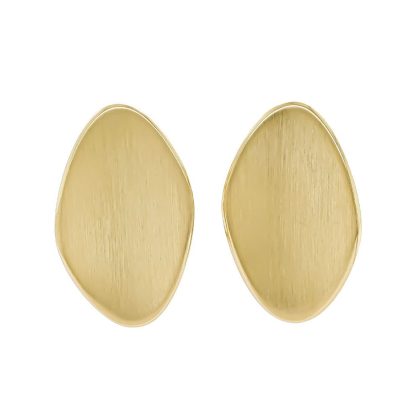 Earrings |   Silver & Yellow Gold Plate Satin & Polished Pebble Shaped Earrings Earrings Earrings