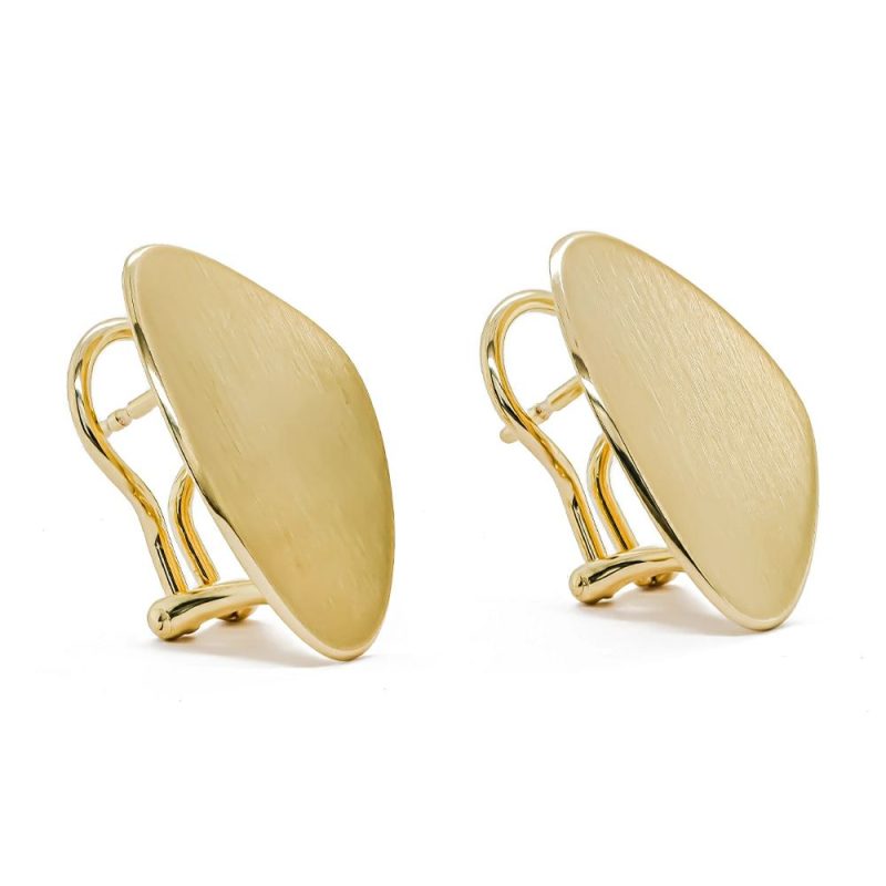 Earrings |   Silver & Yellow Gold Plate Satin & Polished Pebble Shaped Earrings Earrings Earrings