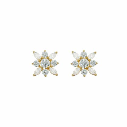 Earrings |   Snowflower Silver Gold Plated Stud Earrings Ce925Y-Snow Earrings Earrings