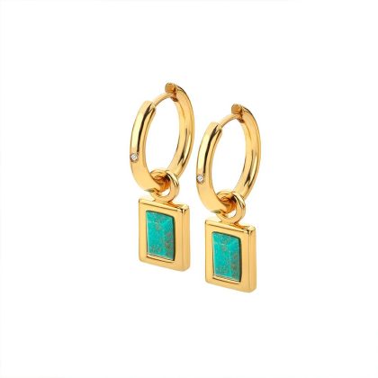 Earrings |   X Gemstones Rectangle Turquoise Dropper Earrings De764 Earrings Earrings