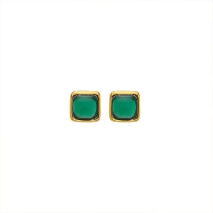 Earrings |   X Gemstones Square Green Agate Stud Earrings De771 Earrings Earrings