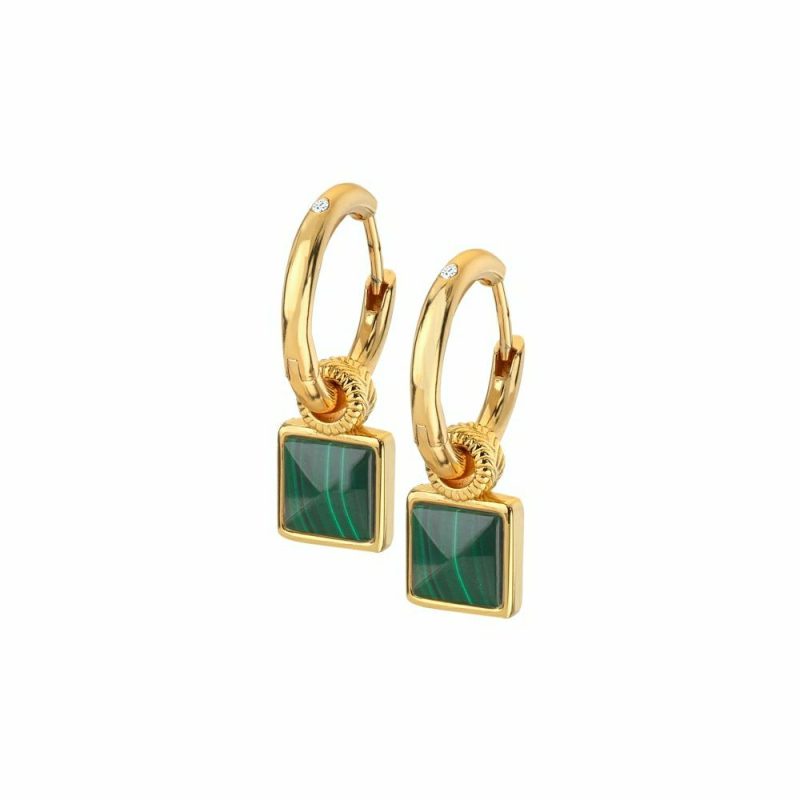 Earrings |   X Jac Jossa Silver And Gold Plated Revive Malachite Drop Earring De713 Earrings Earrings