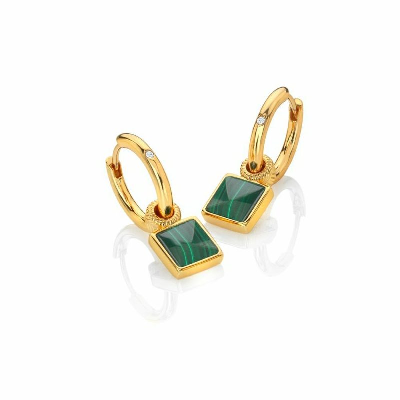 Earrings |   X Jac Jossa Silver And Gold Plated Revive Malachite Drop Earring De713 Earrings Earrings