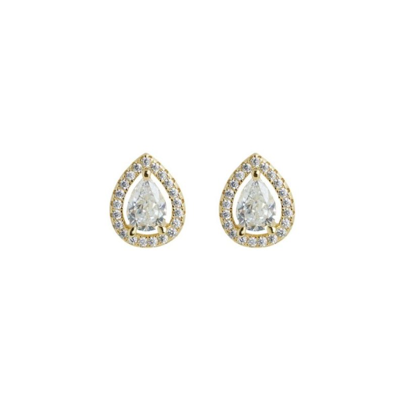 Earrings |   Yellow Vermeil Emile Pear Borderset Stud Earrings Ce925Y-Emil Earrings Earrings