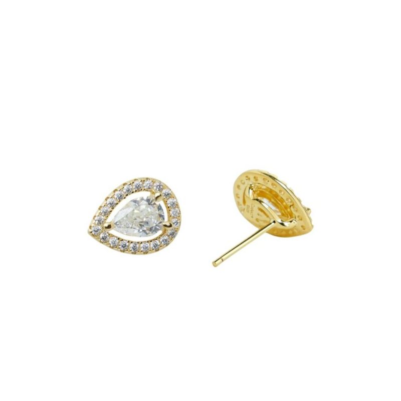 Earrings |   Yellow Vermeil Emile Pear Borderset Stud Earrings Ce925Y-Emil Earrings Earrings