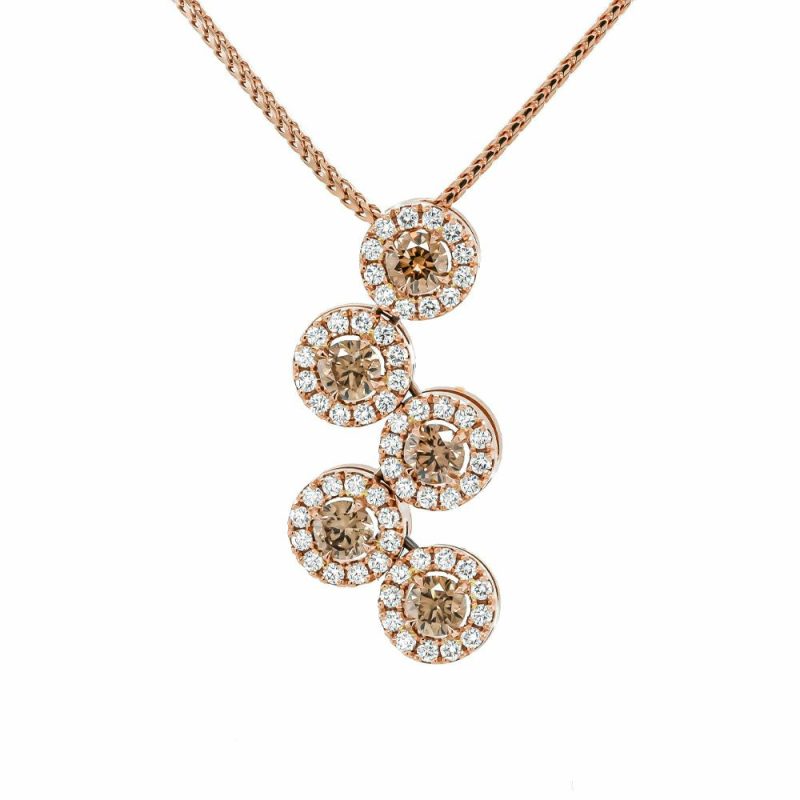 Necklaces & Pendants |   18Ct Rose Gold Fancy Brown And White Diamond Pendant With 16″ Chain Jewellery Necklaces & Pendants