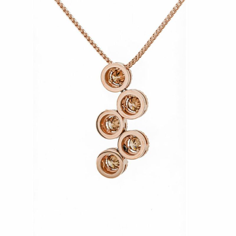 Necklaces & Pendants |   18Ct Rose Gold Fancy Brown And White Diamond Pendant With 16″ Chain Jewellery Necklaces & Pendants