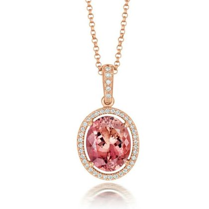 Necklaces & Pendants |   18Ct Rose Gold Morganite And Brilliant Cut Diamond Pendant Jewellery Necklaces & Pendants