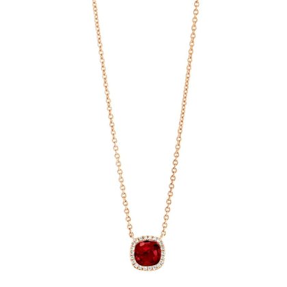 Necklaces & Pendants |   18Ct Rose Gold Ruby And Diamond Cluster Pendant Jewellery Necklaces & Pendants