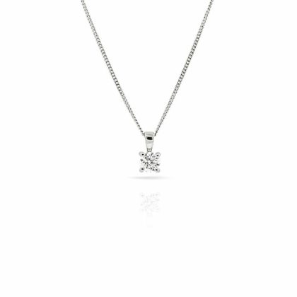 Necklaces & Pendants |   18Ct White Gold 0.30Ct Claw Set Diamond Solitaire Pendant Jewellery Necklaces & Pendants