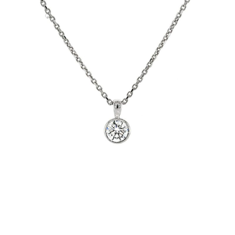 Necklaces & Pendants |   18Ct White Gold .41Ct Diamond Rub Set Pendant Jewellery Necklaces & Pendants