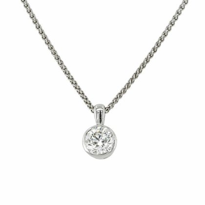 Necklaces & Pendants |   18Ct White Gold Brilliant Cut 0.60Ct Diamond Rub Over Pendant Jewellery Necklaces & Pendants