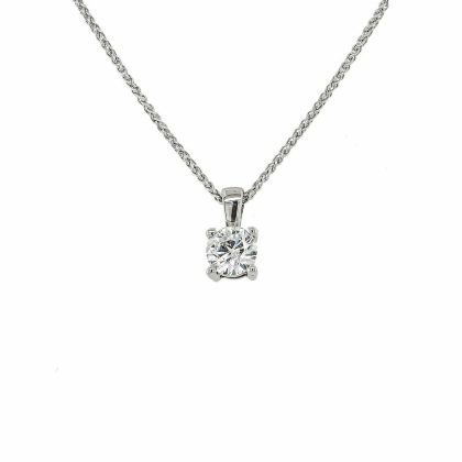 Necklaces & Pendants |   18Ct White Gold Brilliant Cut 0.78Ct Diamond Claw Set Pendant Jewellery Necklaces & Pendants