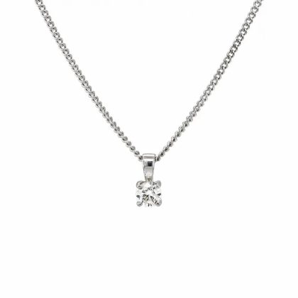 Necklaces & Pendants |   18Ct White Gold Brilliant Cut Diamond Claw Set Pendant Jewellery Necklaces & Pendants