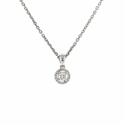 Necklaces & Pendants |   18Ct White Gold Brilliant Cut Diamond Cluster .16Cts Pendant Jewellery Necklaces & Pendants