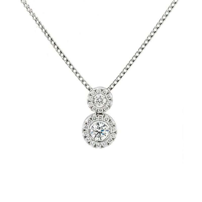 Necklaces & Pendants |   18Ct White Gold Brilliant Cut Diamond Cluster Pendant With 16″ Chain Jewellery Necklaces & Pendants