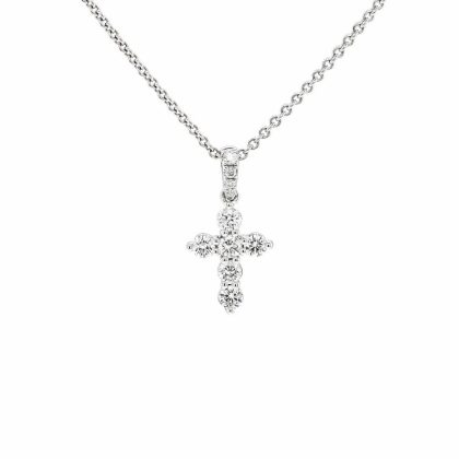 Necklaces & Pendants |   18Ct White Gold Brilliant Cut Diamond Cross Pendant 0.50Ct Jewellery Necklaces & Pendants