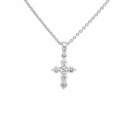 Necklaces & Pendants |   18Ct White Gold Brilliant Cut Diamond Cross Pendant 0.75Ct Jewellery Necklaces & Pendants