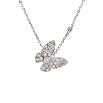 Necklaces & Pendants |   18Ct White Gold Brilliant & Marquise Diamond .63Cts Butterfly Necklace Jewellery Necklaces & Pendants