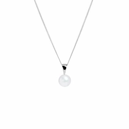 Necklaces & Pendants |   18Ct White Gold Cultured Akoya Pearl Pendant 8Mm Jewellery Necklaces & Pendants