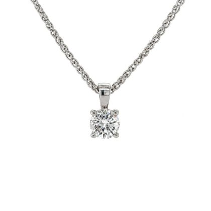 Necklaces & Pendants |   18Ct White Gold Diamond 1.22Cts Claw Set Pendant Jewellery Necklaces & Pendants