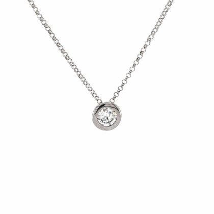 Necklaces & Pendants |   18Ct White Gold Diamond Round Brill Rub Over Pendant Jewellery Necklaces & Pendants