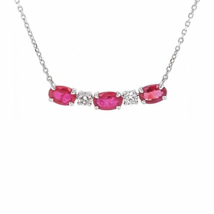 Necklaces & Pendants |   18Ct White Gold Diamond & Ruby Necklace Jewellery Necklaces & Pendants