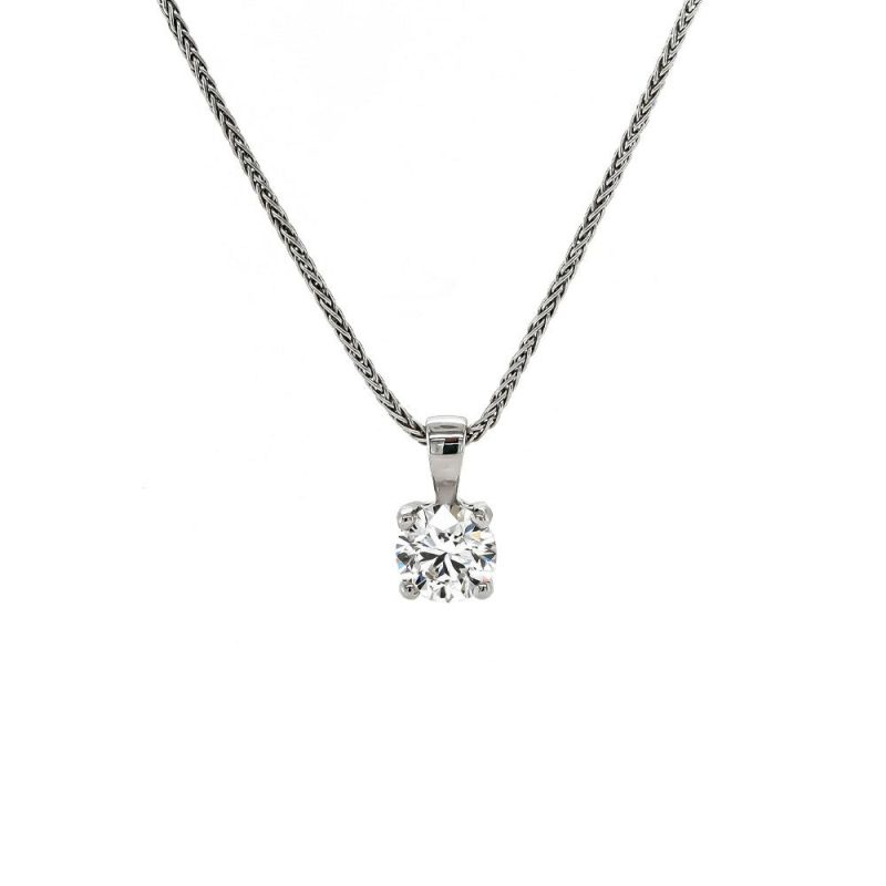 Necklaces & Pendants |   18Ct White Gold Lab Grown Diamond Pendant 1.00Cts Jewellery Necklaces & Pendants