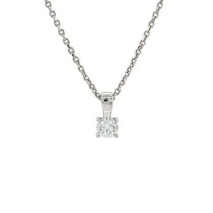 Necklaces & Pendants |   18Ct White Gold Round Diamond Claw Set Pendant .25Cts Jewellery Necklaces & Pendants