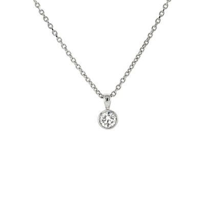 Necklaces & Pendants |   18Ct White Gold Single Brilliant Cut .25Cts Rub Over Diamond Pendant Jewellery Necklaces & Pendants