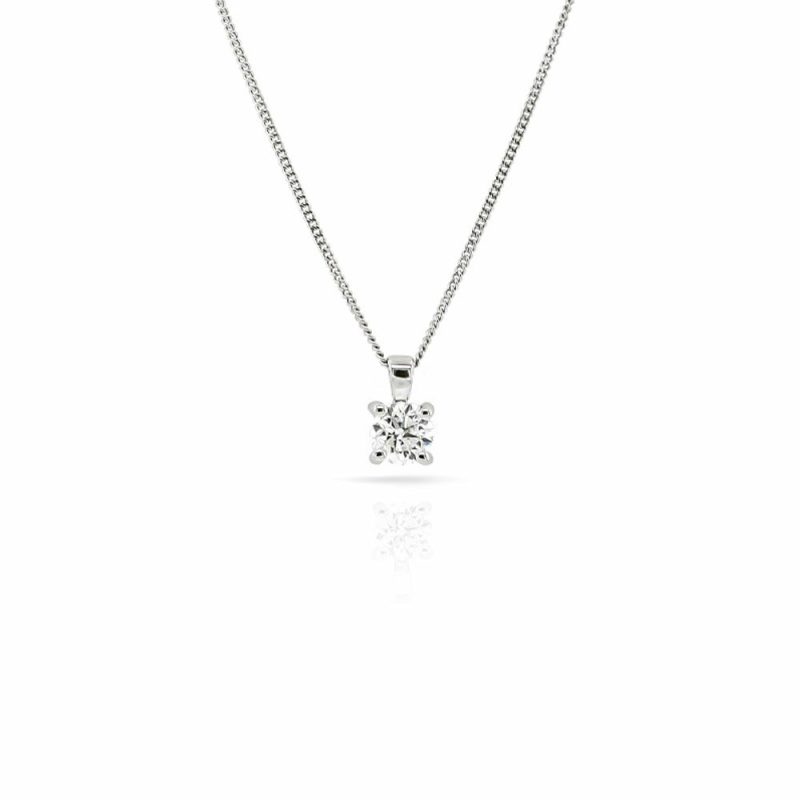 Necklaces & Pendants |   18Ct White Gold Single Diamond Claw Set Pendant .64Cts Jewellery Necklaces & Pendants