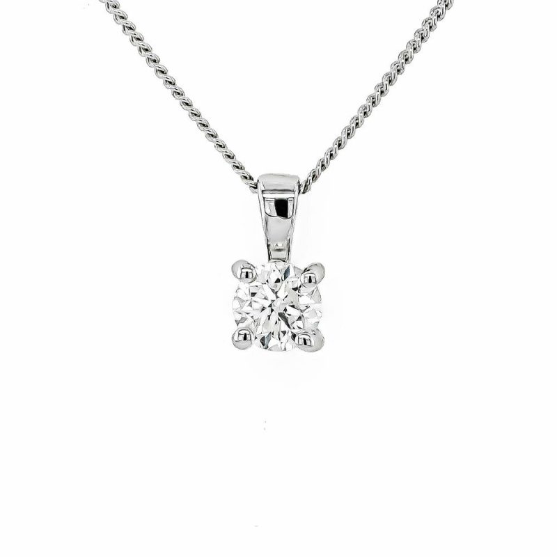 Necklaces & Pendants |   18Ct White Gold Single Diamond Claw Set Pendant .64Cts Jewellery Necklaces & Pendants