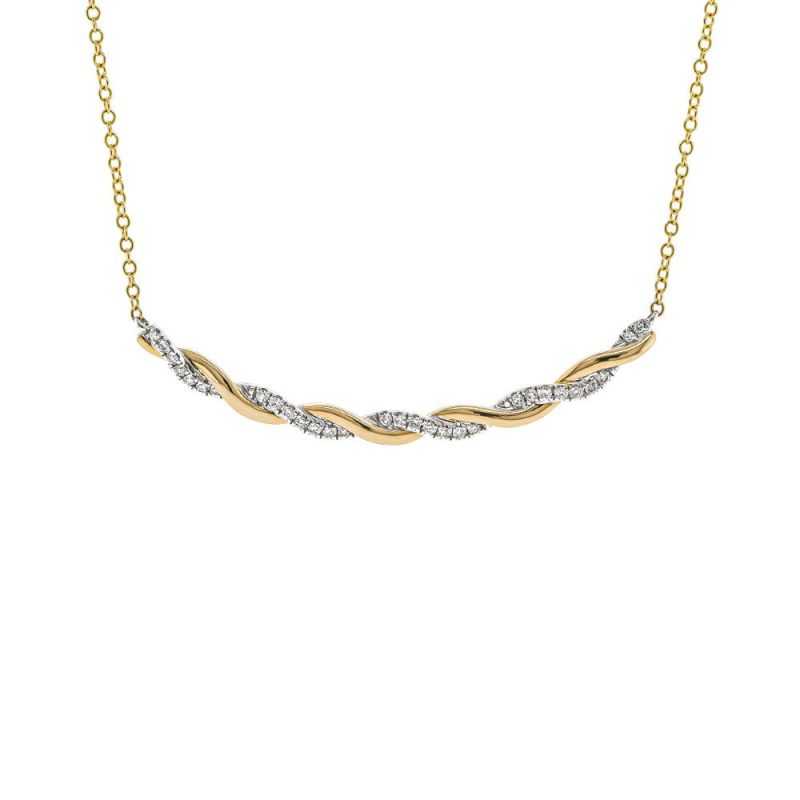 Necklaces & Pendants |   18Ct Yellow And White Twisted Diamond Necklace .25Cts Jewellery Necklaces & Pendants