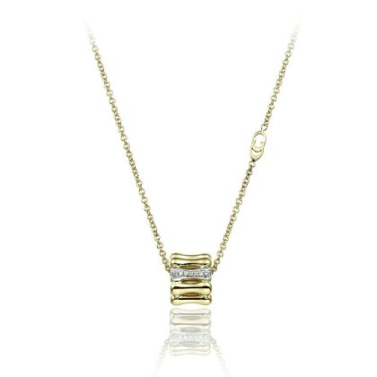 Necklaces & Pendants |   18Ct Yellow Gold Bamboo Over Pendant And Chain .03Ct 1G05894B12450 Jewellery Necklaces & Pendants