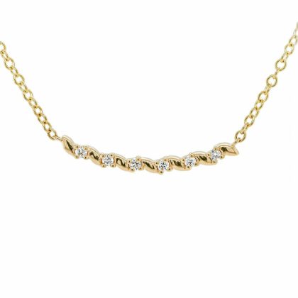 Necklaces & Pendants |   18Ct Yellow Gold Brilliant Cut Diamond Curved Bar Pendant With 17″ Chain Jewellery Necklaces & Pendants