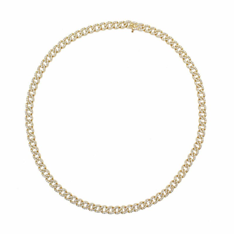 Necklaces & Pendants |   18Ct Yellow Gold Brilliant Cut Diamond Open Link Necklace 16″ Jewellery Necklaces & Pendants