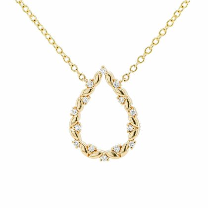 Necklaces & Pendants |   18Ct Yellow Gold Brilliant Cut Diamond Open Pear Shaped Pendant With 18″ Chain Jewellery Necklaces & Pendants