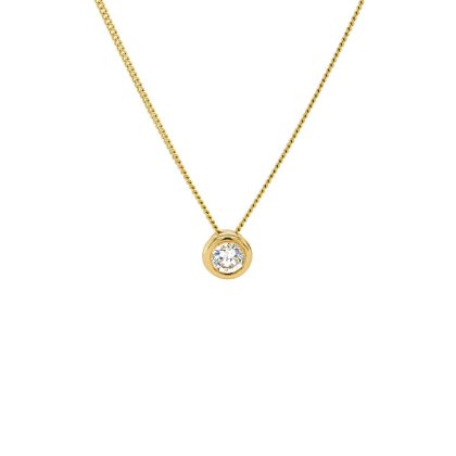 Necklaces & Pendants |   18Ct Yellow Gold Brilliant Cut Diamond Rubover Slider Pendant 0.31Ct Jewellery Necklaces & Pendants