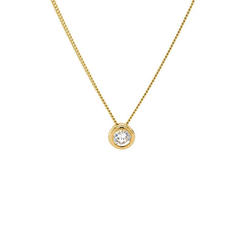 Necklaces & Pendants |   18Ct Yellow Gold Brilliant Cut Diamond Rubover Slider Pendant 0.31Ct Jewellery Necklaces & Pendants