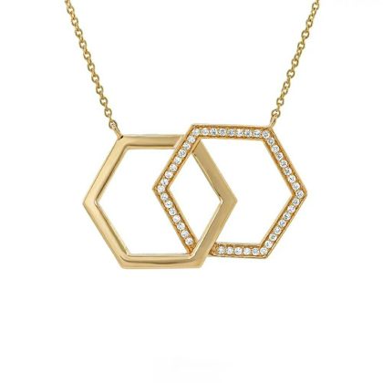 Necklaces & Pendants |   18Ct Yellow Gold Diamond .30Cts Honeycomb Pendant & Chain Jewellery Necklaces & Pendants