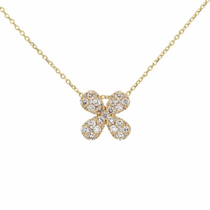 Necklaces & Pendants |   18Ct Yellow Gold Diamond Clover .50Cts Pendant & 16″ Chain Jewellery Necklaces & Pendants