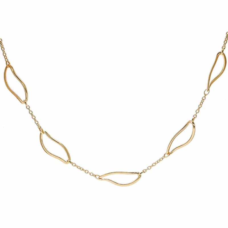 Necklaces & Pendants |   18Ct Yellow Gold Fancy Oval Twist Loop Necklace 17″ Jewellery Necklaces & Pendants