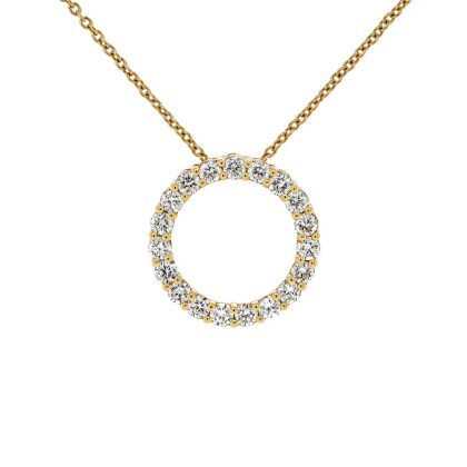 Necklaces & Pendants |   18Ct Yellow Gold Open Circle Diamond Pendant With 18″ Chain Jewellery Necklaces & Pendants