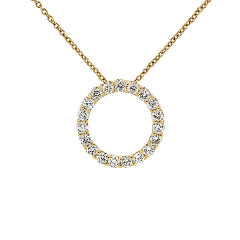 Necklaces & Pendants |   18Ct Yellow Gold Open Circle Diamond Pendant With 18″ Chain Jewellery Necklaces & Pendants