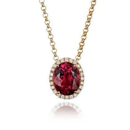 Necklaces & Pendants |   18Ct Yellow Gold Pink Tourmaline And Diamond Cluster Pendant Jewellery Necklaces & Pendants